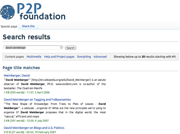 david weinberger in p2p