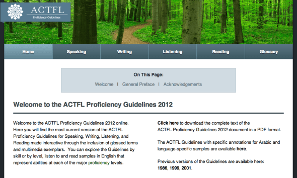 actfl proficiency guidelines