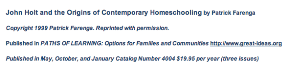 holt and origins of homeschooling