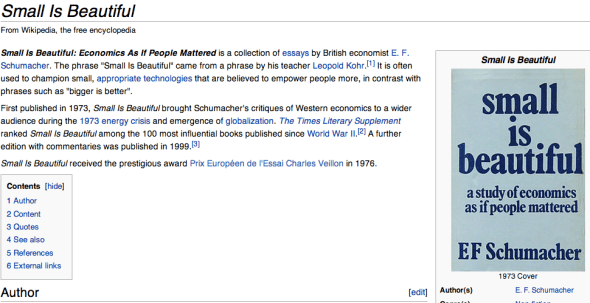 small is beautiful on wikipedia
