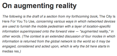 on augmenting reality