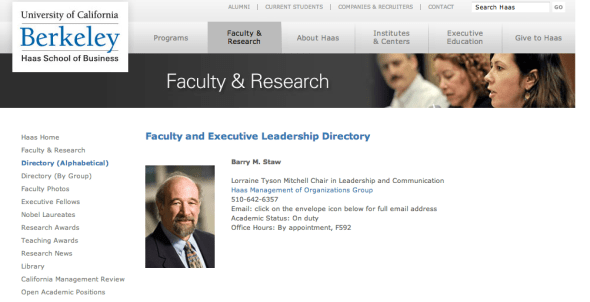 barry staw on berkely site