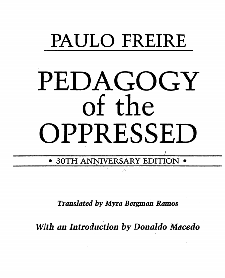 pedagogy of the oppressed pdf