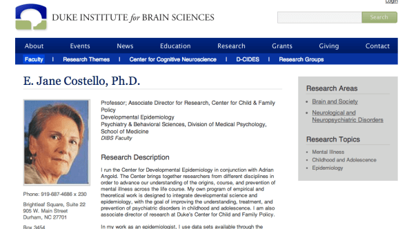 jane costello on duke site